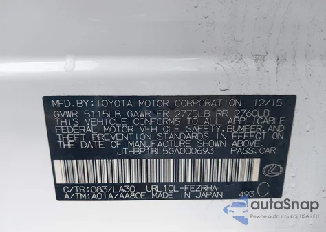 2016 Lexus Gs F from USA, damaged, VIN JTHBP1BL5GA000693